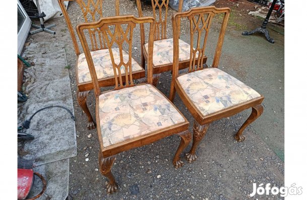 4 db. Chippendale szék vintage szalon szék - faragott étkező szék