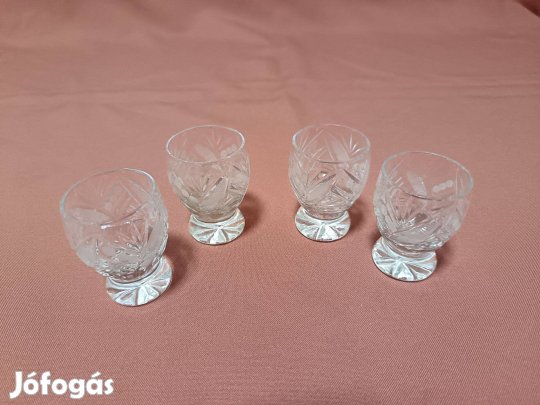 4 db = Csiszolt feles üveg italos pohár készlet eladó !