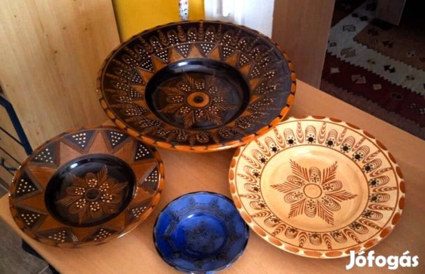 4 db. gyönyörű óbányai Teimel kerámia falitál