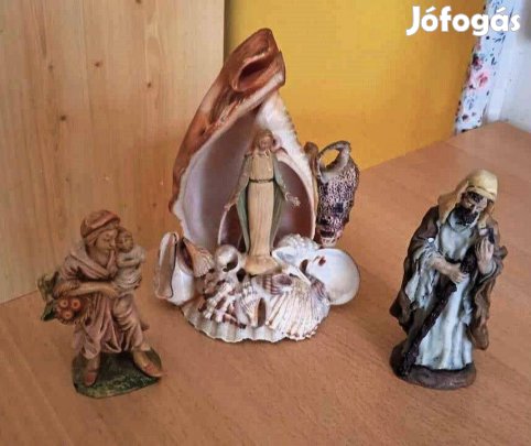 4 db. vintázs egyházi figura, dísztárgy, különböző anyagok