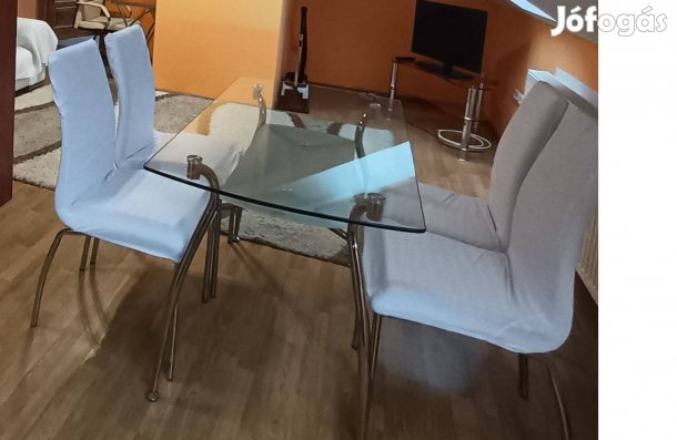 4 db elegáns bőr étkezőszék megkímélt, külön hófehér védőhuzattal