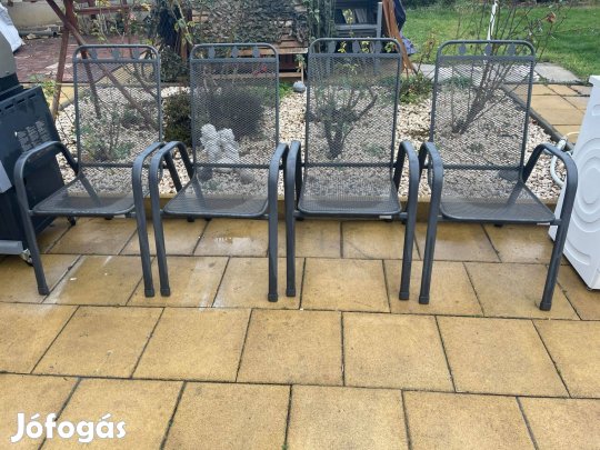 4 db erős Acél Vázas Kerti szék Szürke