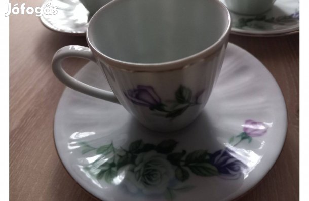 4 db kínai porcelán kávés csésze + kistányérok