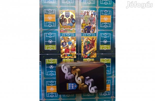 4 db különbőző Invincible Panini Fifa 365 foci kártya Nagy fémdobozban