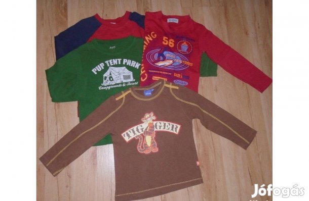 4 db márkás hosszú ujjú póló 110-116-os - mérve
