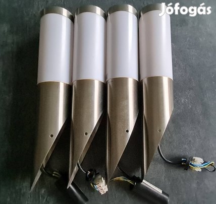 4 db-os 40 cm-es kültéri, inox, döntött falilámpa csomag égőkkel