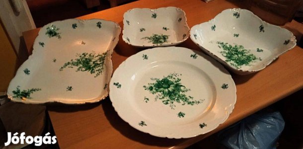 4 db-os Hüttl Tivadar jelzéses antik porcelán tálaló szett