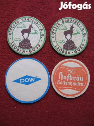 4 db poháralátét, karton, vegyesen