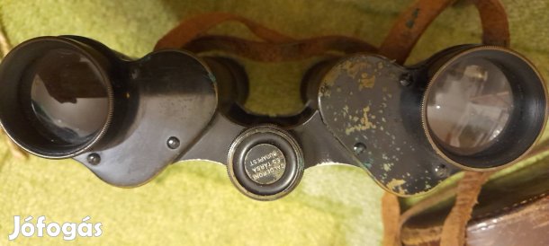 4 db régi kétszemes távcső bőrtokkal - gyűjtői, vintage darabok