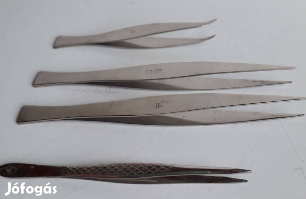 4 db rozsdamentes csipesz 105-150 mm hajlított- egyenes és tűhegyű_