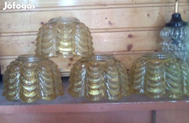 4 db sárga üvegbúra 80-as évekből hibátlanok