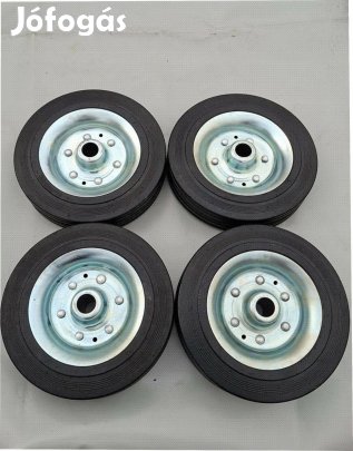 4 db új nagy teherbírású ipari fém betétes gumi kerék Budafokon