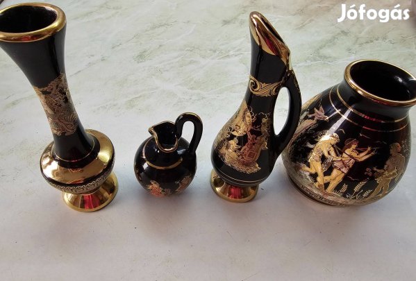 4 részes görög kerámia készlet24K aranyozott, kézzel festett (Stakiaki