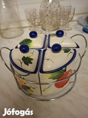 4 részes porcelán fűszertartó