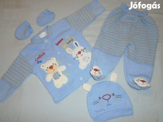 4 részes szett 3-6 hó (méret 68) - nadrág felső sapka kesztyű