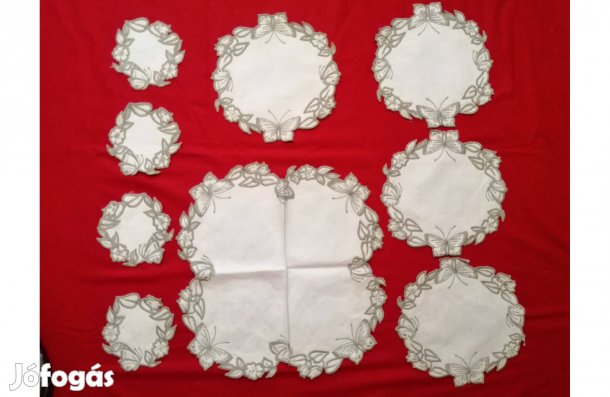 4 személyes textil alátét garnitúra, szett, sütemény, kávé