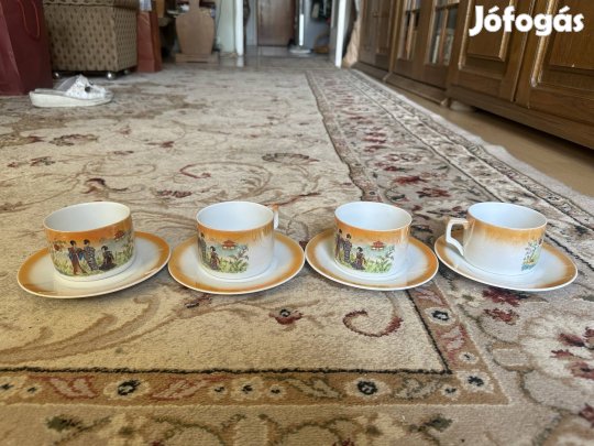 4db Zsolnay teáscsésze gésás