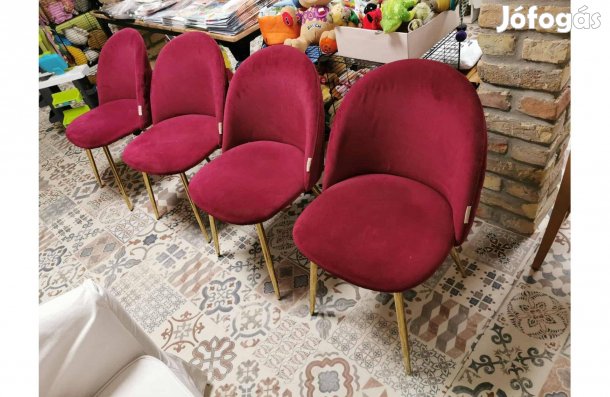 4db bordó plüssbársony szék