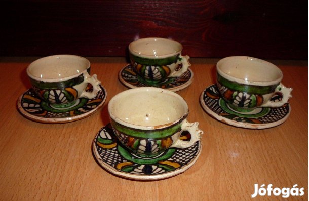 4db-os Retro, kerámia kávés készlet, 60'-as évek