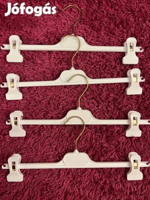 4db új fehér-arany csipeszes, csíptetős ruha fogas, ruhafogas, vállfa!