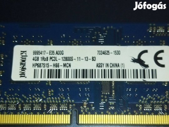 4gb 1Rx8 PC3L 12800 11-13-B3 laptop ram