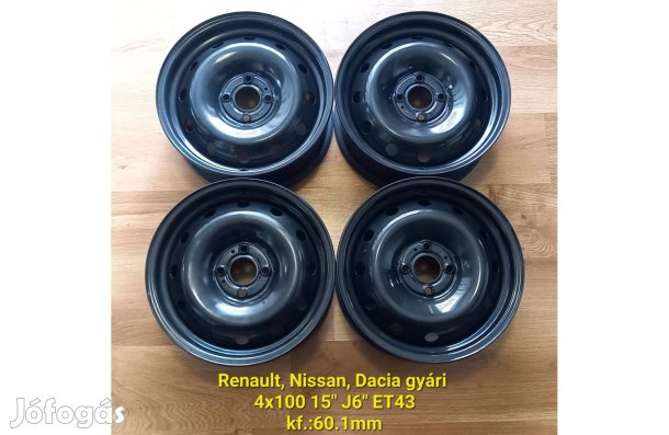 4x100 15 Renault, Dacia, Nissan gyári lemezfelni garnitúra