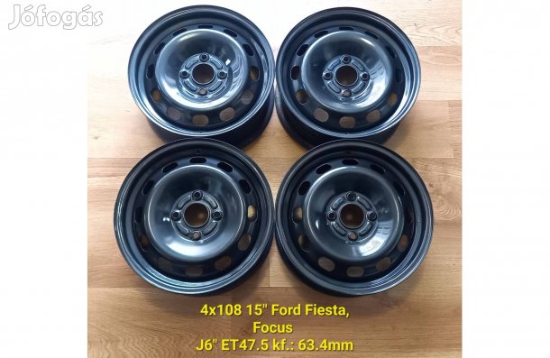 4x108 15" Ford (Fiesta) gyári acélfelni garnitúra - újszerű állapot!