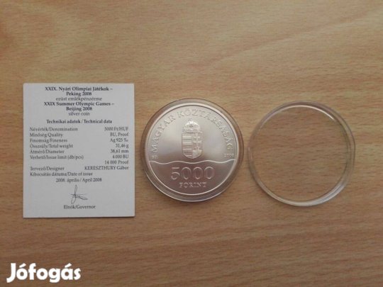 5000 Forint 2008 - Nyári Olimpia Peking ezüst érme + certifikát