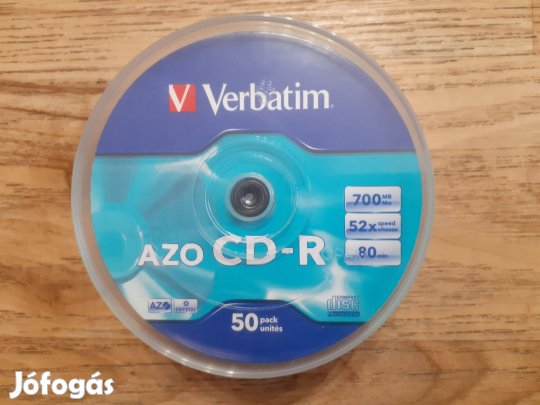50 db Verbatim AZO CD-R 700MB, 52x, 80min (Crystal bevonatos változat)