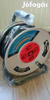 50 méteres, 3x2,5 mm-es, kábeldob, hosszabbító, fémdobos, új eladó