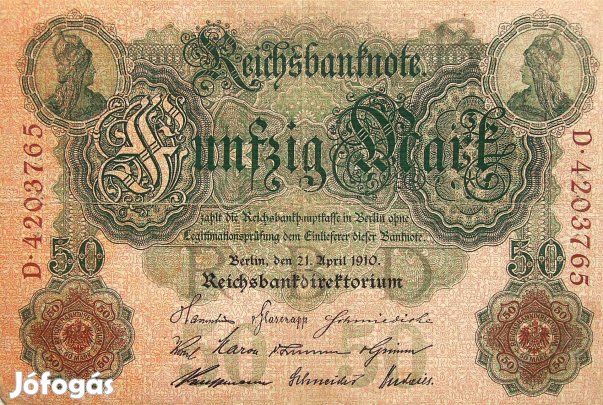 50 ötven német márka 1910 Berlin bankjegy papírpénz