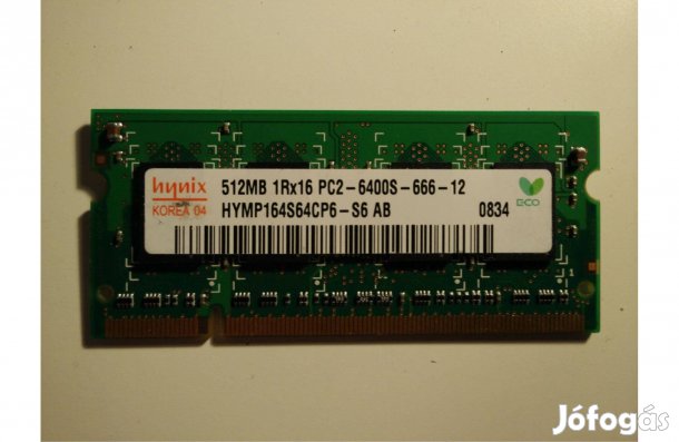 512 MB Hynix 800 MHz PC2-6400S DDR2 tesztelt laptop memória