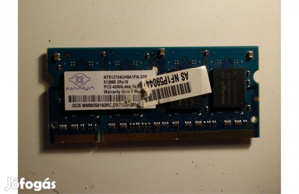 512 MB Nanya 533 MHz PC2-4200S DDR2 tesztelt laptop memória