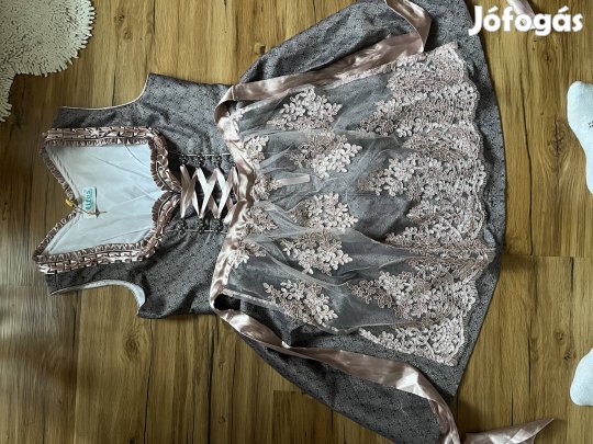 52-es rózsaszín-szürke Dirndl ruha 