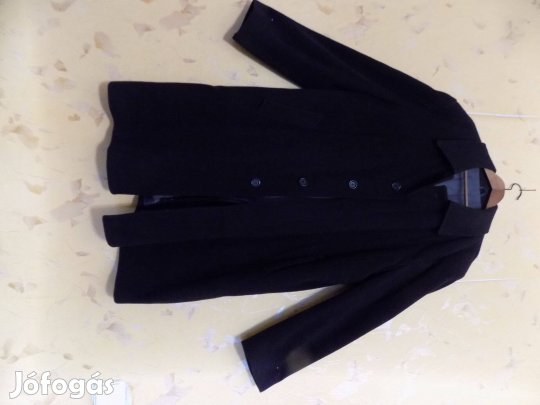 54-es méret fekete hosszú gyapjú férfi téli kabát eladó