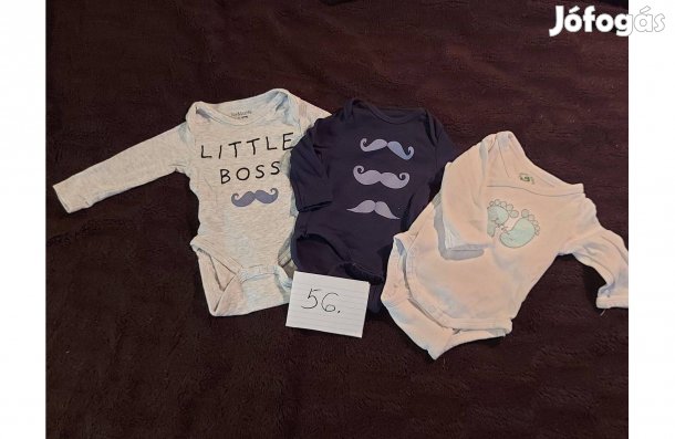 56-os méretű hosszúujjú body kisfiúnak, 3 db