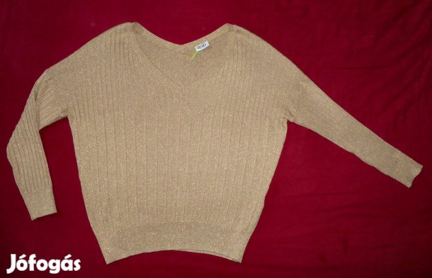 57ezres új Liu Jo olasz női XS /S oversize csillogós arany pulóver