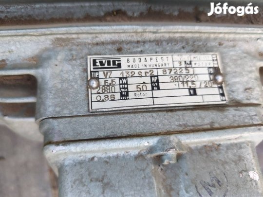 5,5 Kw 2880 fordulatú teljesen újszerű állapotban