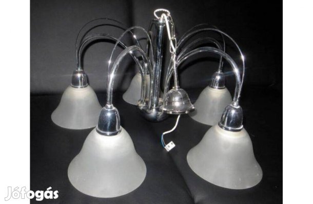 5 ágú króm mennyezeti csillár opálos üvegbúrákkal