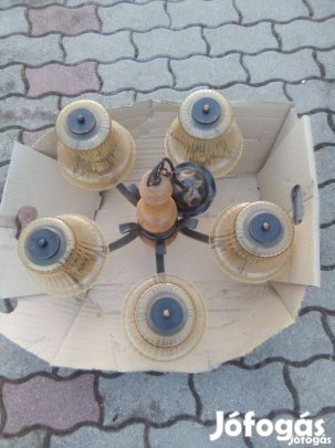 5 ágú mennyezeti lámpa bükkfa / erős fémváz, csillár