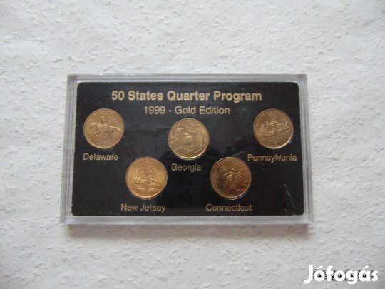 5 darab aranyozott 1/4 dollár 1999 bliszterben Kép szerint