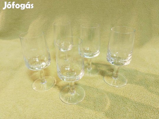 5 darab csiszolt talpas üveg likőrös pohár