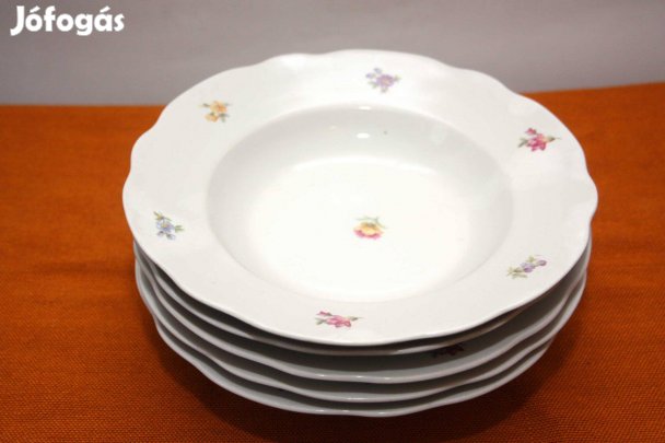 5 db. Zsolnay virágmintás mélytányér
