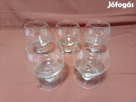 5 db = Üveg konyakos boros pohár készlet egyben eladó !