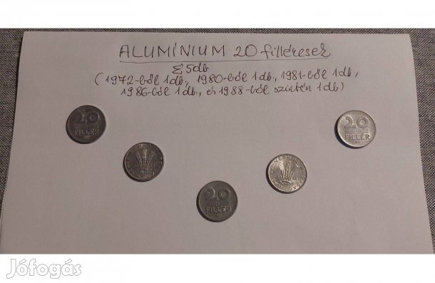 5 db. alumínium 20 filléres egyben eladó