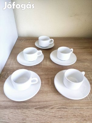 5 db fehér porcelán kávéscsésze+ alj