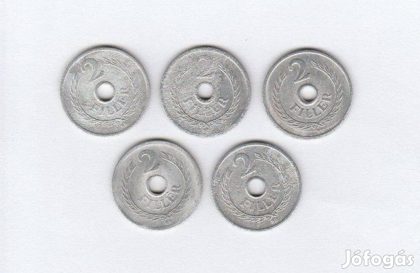 5 db lyukas 2 fillér 1956, 1957, 1961 (500 Ft/db)
