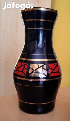 5 db-os fekete üveg asztali szett, váza, hamus, Hurricane, Zella-Mehli