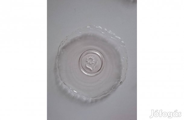 5 db virágmintás fehér üveg kistányér 16 cm _