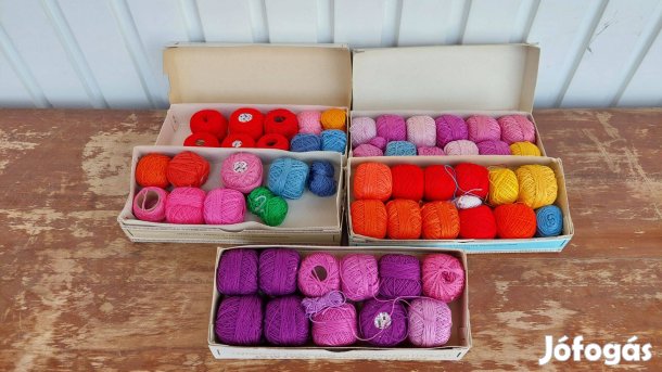 5 doboz régi cérna hímzőfonal